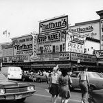"April 1976: Nathan's Famous restaurant in Coney Island."